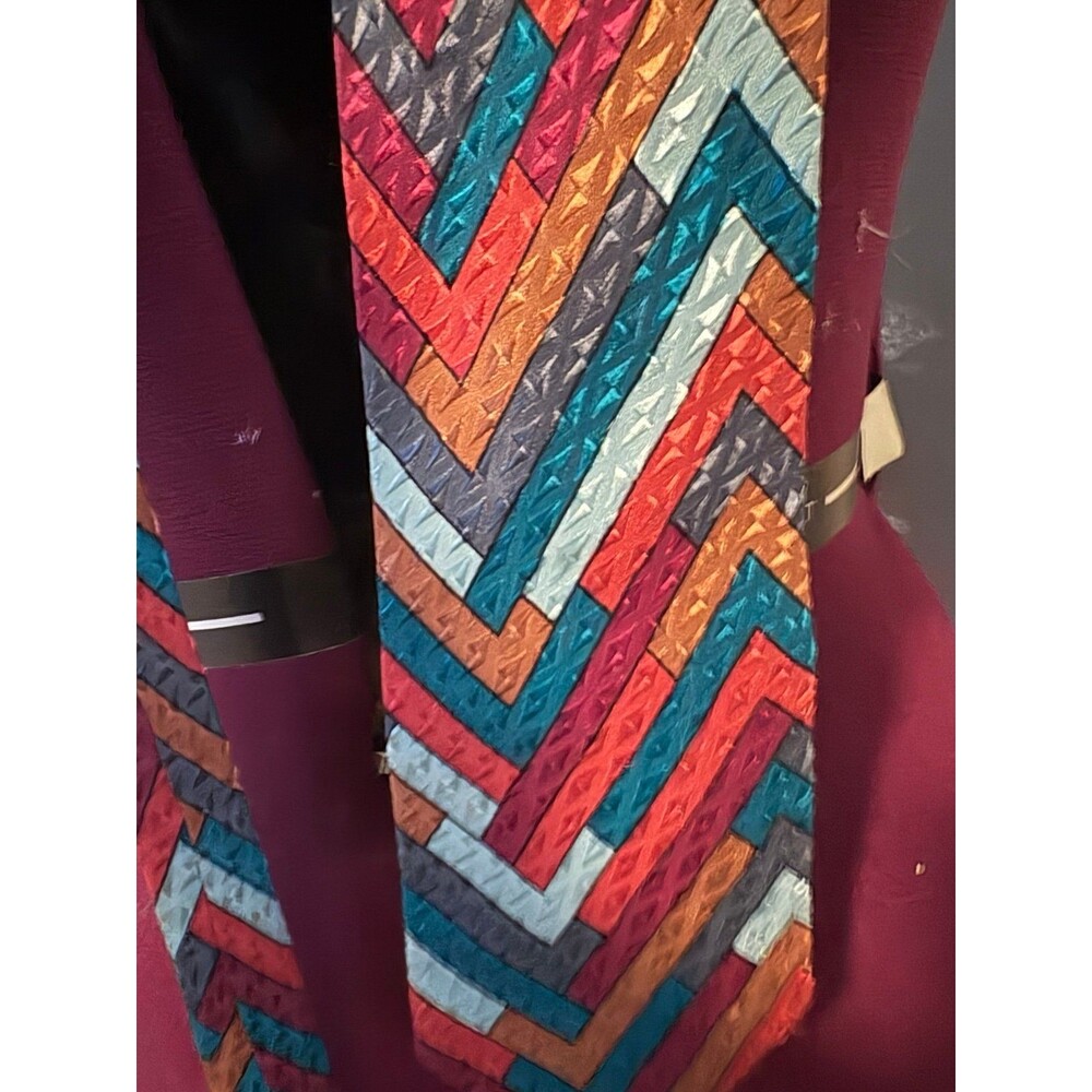 Bob Mackie wearable art men’s 100% silk neck tie geometric vintage